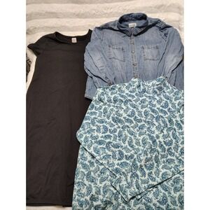 Lot 3 Women's 2XL No Boundaries Dress, Universal Thread Denim Shirt, Land's End